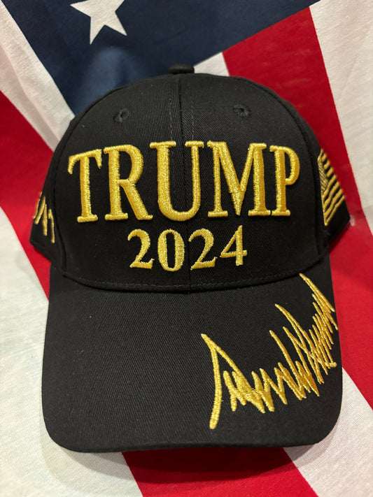 TRUMP 2024 Black & Gold hat