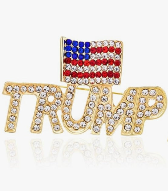 TRUMP RHINESTONE PIN BROOCH