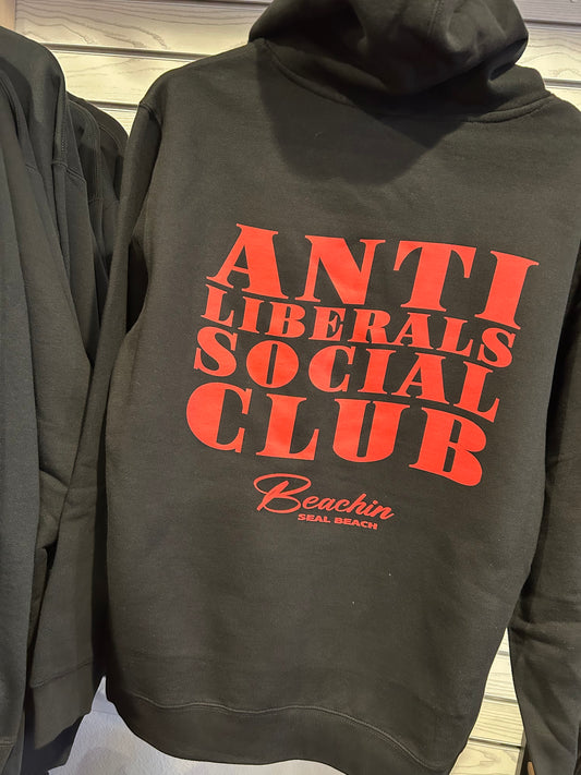 A.L.S.C. BLACK/ RED “RED LINE” HOODIE