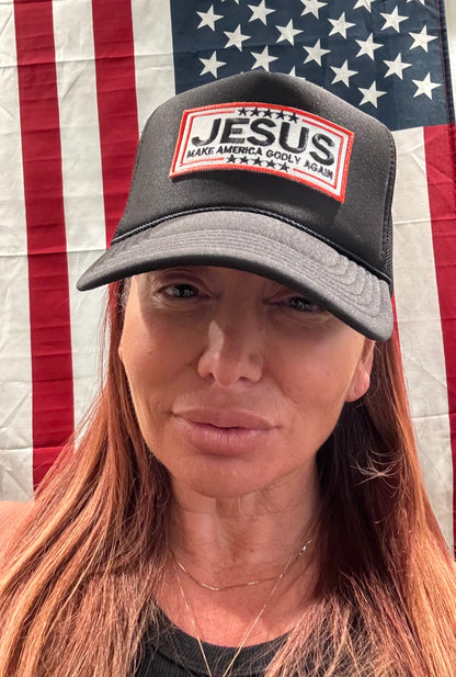 JESUS MAKE AMERICA GODLY AGAIN TRUCKER HAT