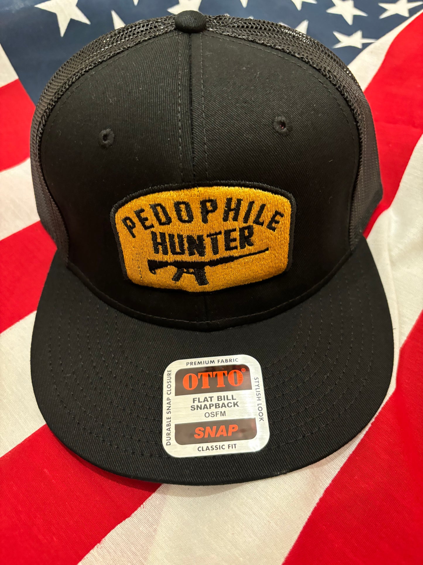 PEDOPHILE TRUCKER HAT BLACK & GOLD